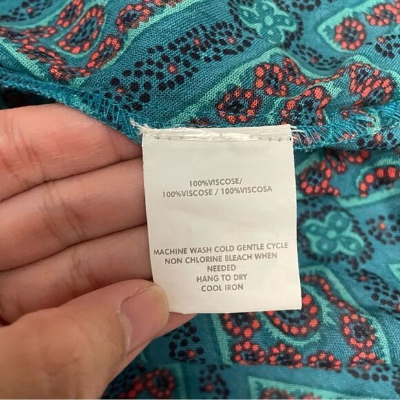 O’ NEILL teal boho‎ open front kimono beach cover up size XS - S paisley green - Picture 5 of 9